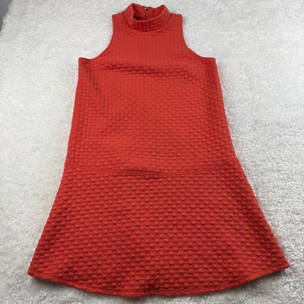 Abercrombie & Fitch Dress Womens Medium Orange Quilted Mock Neck Mini Drop Waist